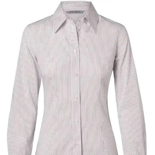 Picture of Winning Spirit, Ladies Ticking Stripe 3/4 Sleeve Shirt